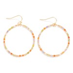 Wholesale faceted Beaded Drop Hoop Earrings Gold Beads L