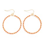 Wholesale faceted Beaded Drop Hoop Earrings Gold Beads L