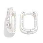 Wholesale metal Rounded Rectangle Hoop Earrings Glass Crystal Details D