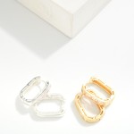 Wholesale metal Rounded Rectangle Hoop Earrings Glass Crystal Details D