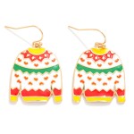 Wholesale enamel Christmas Sweater Drop Earrings L