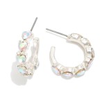 Wholesale metal Hoop Drop Earring Studded Heart Rhinestones D