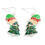 Enamel Elf & Christmas Tree Drop Earrings 

- Approximately 1.5" L