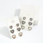 Wholesale set Three Textured Metal Heart Post Drop Earrings L