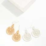 Wholesale metal Filigree Mandala Drop Earrings Hammered Metal Border L