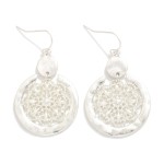 Wholesale metal Filigree Mandala Drop Earrings Hammered Metal Border L