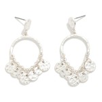 Wholesale hammered Metal Half Hoop Post Drop Earrings Chain Linked Disk Details