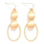 Wholesale linked Brushed Metal Ovals Drop Earrings Linked Hollow Oval L