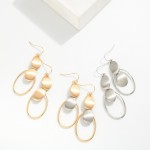 Wholesale linked Brushed Metal Ovals Drop Earrings Linked Hollow Oval L