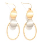 Wholesale linked Brushed Metal Ovals Drop Earrings Linked Hollow Oval L