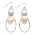 Linked Brushed Metal Ovals Drop Earrings Featuring Linked Hollow Oval

- Approximately 2.25" L