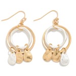 Wholesale nesting Hammered Metal Hoops Drop Earrings Teardrop Tassel Details L