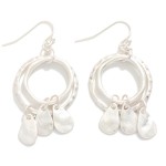 Wholesale nesting Hammered Metal Hoops Drop Earrings Teardrop Tassel Details L