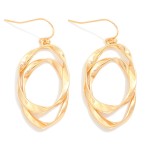 Wholesale metal Layered Twisted Flat Metal Ovals Drop Earrings L
