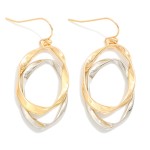 Wholesale metal Layered Twisted Flat Metal Ovals Drop Earrings L