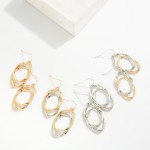 Wholesale metal Layered Twisted Flat Metal Ovals Drop Earrings L