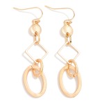 Wholesale chain Linked Metal Geometric Shapes Drop Earrings L