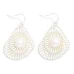 Wholesale nesting Metal Cut Out Geometric Shapes Drop Earrings Pearl Detail L