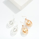 Wholesale intertwined Metal Oval Drop Earrings Nesting Pearl Detail L