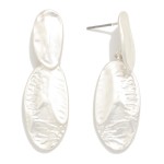 Wholesale linked Textured Matte Metal Ovals Post Drop Earrings L