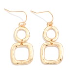 Wholesale linked Hammered Metal Circle Square Drop Earrings L