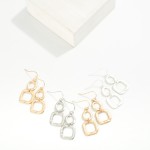 Wholesale linked Hammered Metal Circle Square Drop Earrings L