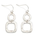 Wholesale linked Hammered Metal Circle Square Drop Earrings L
