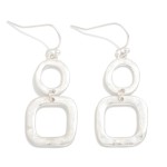 Wholesale linked Hammered Metal Circle Square Drop Earrings L