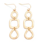 Wholesale linked Hammered Metal Geometric Drop Earrings L