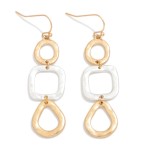 Wholesale linked Hammered Metal Geometric Drop Earrings L