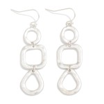 Wholesale linked Hammered Metal Geometric Drop Earrings L