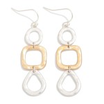 Wholesale linked Hammered Metal Geometric Drop Earrings L
