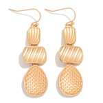 Wholesale linked Textured Metal Geometric Drop Earrings L