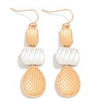 Wholesale linked Textured Metal Geometric Drop Earrings L