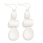 Wholesale linked Textured Metal Geometric Drop Earrings L