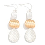 Wholesale linked Textured Metal Geometric Drop Earrings L