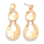 Wholesale linked Matte Hammered Metal Tapered Hoop Drop Earrings L