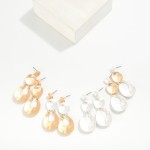 Wholesale linked Matte Hammered Metal Tapered Hoop Drop Earrings L