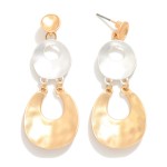 Wholesale linked Matte Hammered Metal Tapered Hoop Drop Earrings L