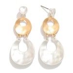 Wholesale linked Matte Hammered Metal Tapered Hoop Drop Earrings L
