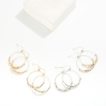 Wholesale textured Wire Drop Earrings Metal Geometric Beads L
