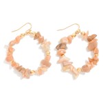 Wholesale beaded Semi Precious Stone Hoop Drop Earrings L