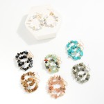Wholesale beaded Semi Precious Stone Hoop Drop Earrings L