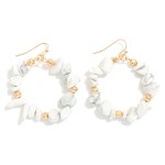 Wholesale beaded Semi Precious Stone Hoop Drop Earrings L