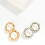 Wholesale chunky Braided Metal Pearl Post Drop Earrings L