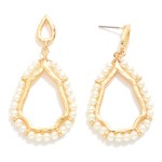 Wholesale linked Teardrop Drop Earrings Beaded Detail L