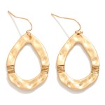 Wholesale hammered Metal Teardrop Drop Earrings Wrapped Wire Details L