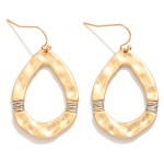 Wholesale hammered Metal Teardrop Drop Earrings Wrapped Wire Details L