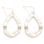 Wholesale hammered Metal Teardrop Drop Earrings Wrapped Wire Details L
