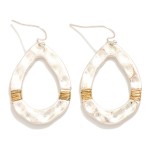 Wholesale hammered Metal Teardrop Drop Earrings Wrapped Wire Details L